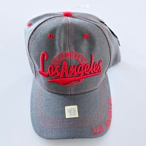 Los Angeles California Hat Adult Grey and Red Adjustable NWT One Size